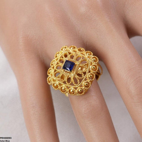 PRH00093 FRN Square Stone Flower Ring Adjustable - PRH