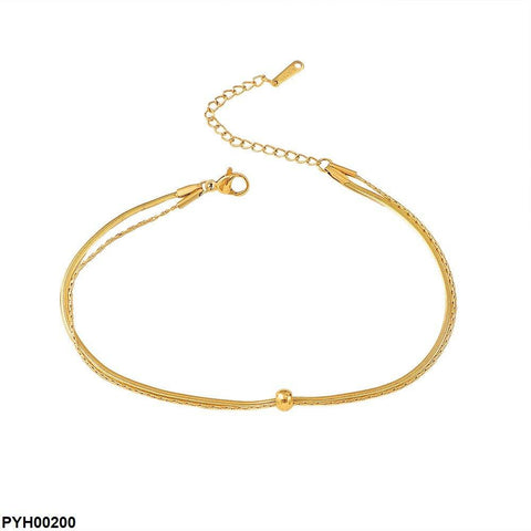 PYH00200 DGF Stainless Steel Double Chain Ball Single Anklet - PYH