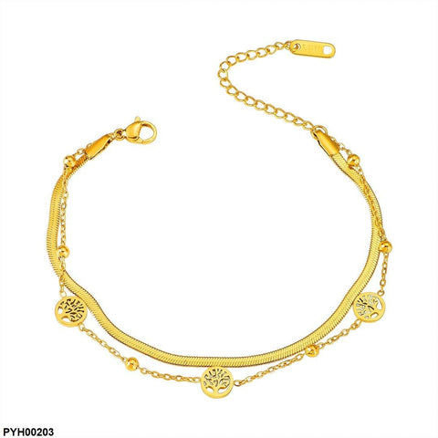 PYH00203 DGF Stainless Steel Ancestral Tree Anklet Single - PYH