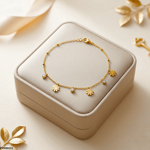 PYH00232 QSJ Stainless Steel Flower  Anklets - PYH