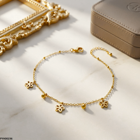 PYH00236 QSJ Stainless Steel Flower Anklets - PYH