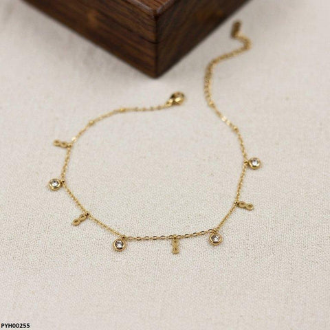 PYH00255 BHS Stainless Steel Infinity/Round Drop Anklet - TBCH