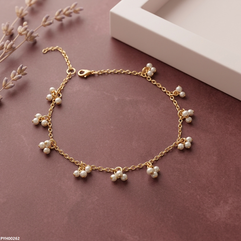 PYH00262 SDQ Round Pearl Drop Anklet - PYH