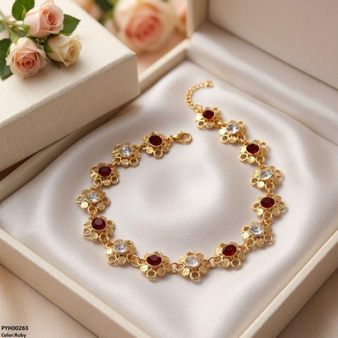 PYH00263  ABD Flower Stone  Single Anklet - PYH