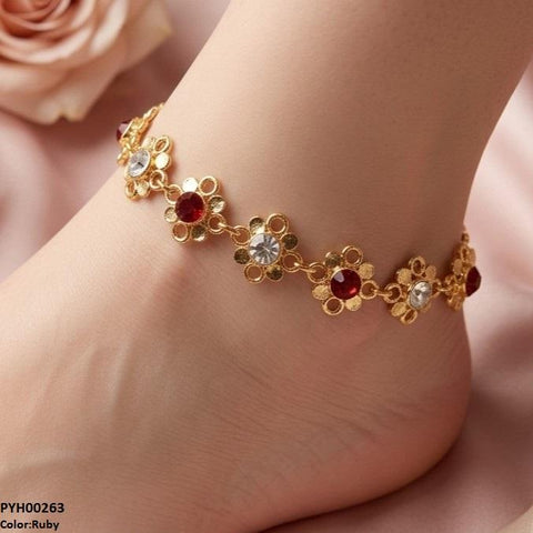 PYH00263  ABD Flower Stone  Single Anklet - PYH