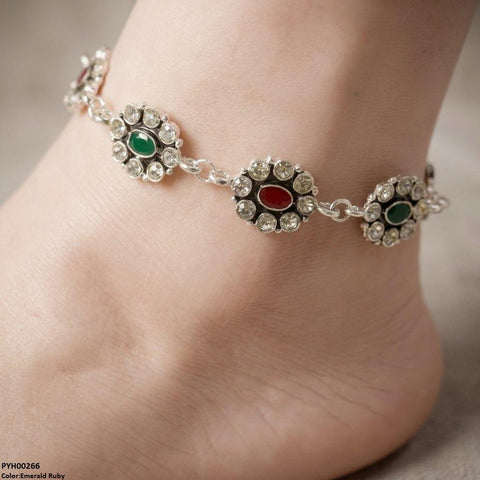 PYH00266 ABD Oval Flower Single Anklet - PYH