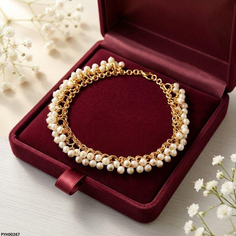 PYH00267 FRN Round Pearl Drop Anklet Single - PYH