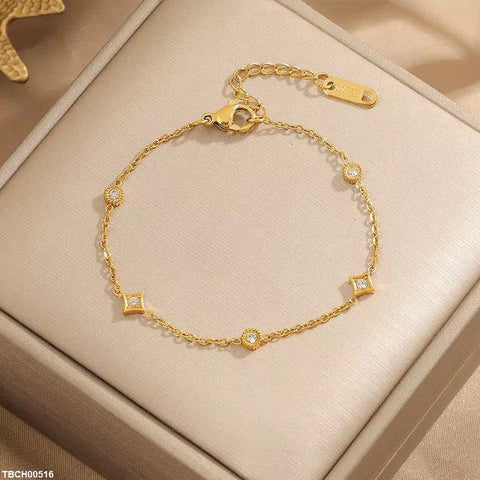 TBCH00516 DGF Stainless Steel Square/Round Stone Bracelet - TBCH