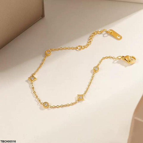 TBCH00516 DGF Stainless Steel Square/Round Stone Bracelet - TBCH