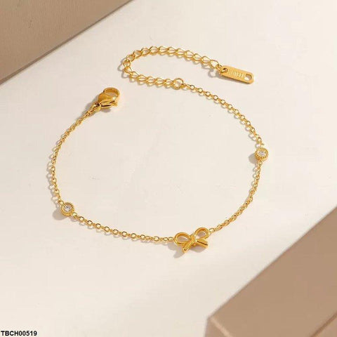 TBCH00519 DGF Stainless Steel Bow/Round Stone Bracelet - TBCH