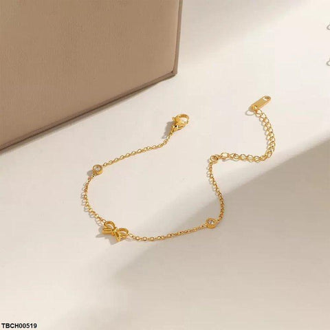 TBCH00519 DGF Stainless Steel Bow/Round Stone Bracelet - TBCH