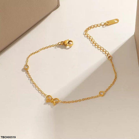 TBCH00519 DGF Stainless Steel Bow/Round Stone Bracelet - TBCH