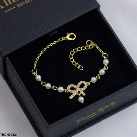 TBCH00521 XST Bow Pearl Chain Bracelet Adjustable - TBCH