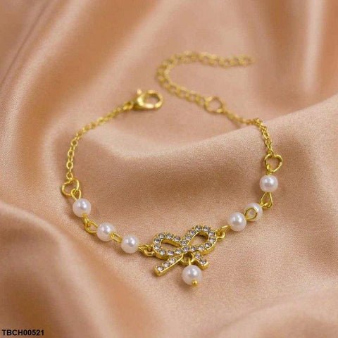 TBCH00521 XST Bow Pearl Chain Bracelet Adjustable - TBCH