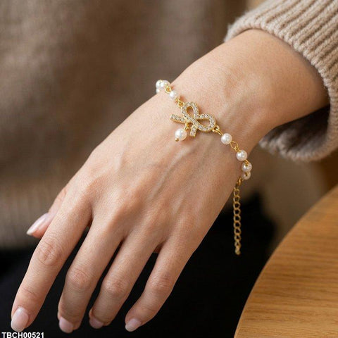 TBCH00521 XST Bow Pearl Chain Bracelet Adjustable - TBCH