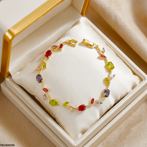 TBCH00590 MSJ Tulip Leaf Multi Stone Bracelet - TBCH