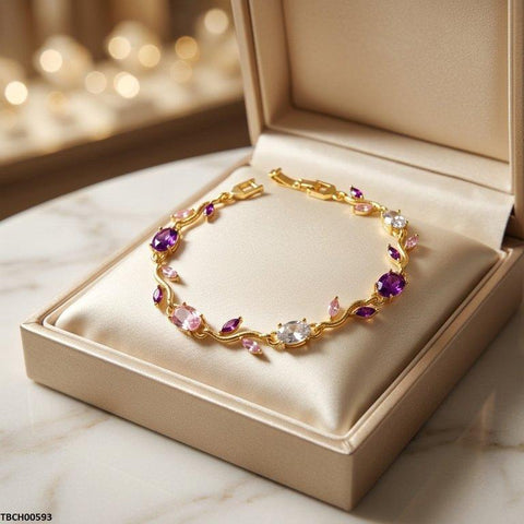 TBCH00593 MSJ Tulip Leaf Multi Stone Bracelet - TBCH