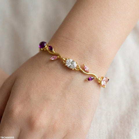 TBCH00593 MSJ Tulip Leaf Multi Stone Bracelet - TBCH