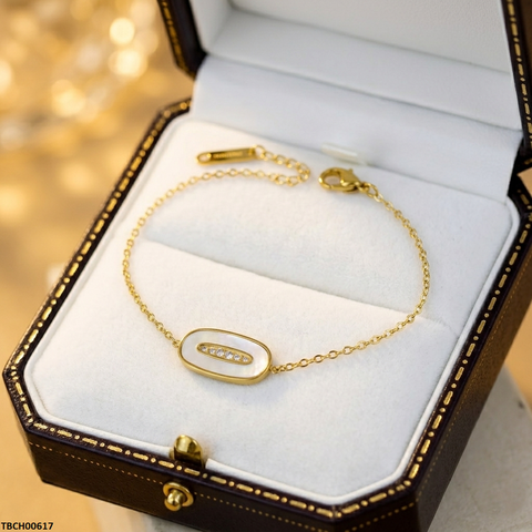 TBCH00617  MSJ Stainless Steel Oval Stone Bracelet - TBCH