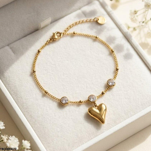 TBCH00677 MSJ Heart Stone Stainless Steel Bracelet Adjustable - TBCH