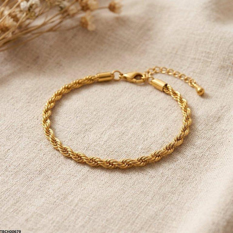 TBCH00679 MSJ Rope Chain Stainless Steel Bracelet Adjustable - TBCH