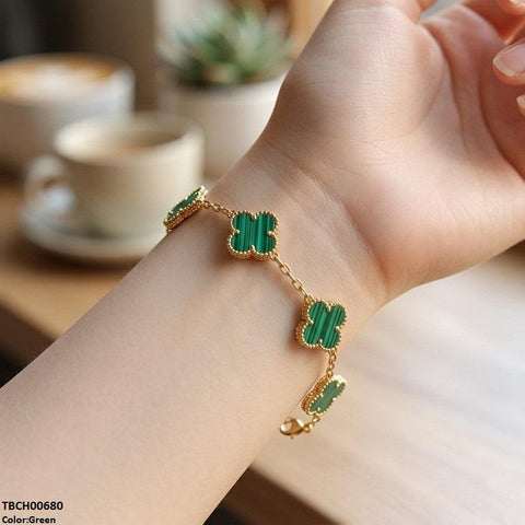 TBCH00680 MSJ Four Side Leaf Stainless Steel Bracelet Adjustable - TBCH