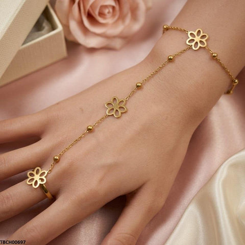 TBCH00697 TNR Stainless Steel Flower Angla Bracelet Adjustable - TBCH