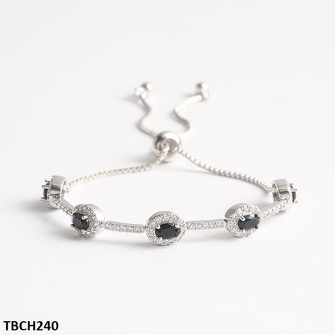 TBCH240 WKO Black Oval Join Bracelet Adjustable - TBCH
