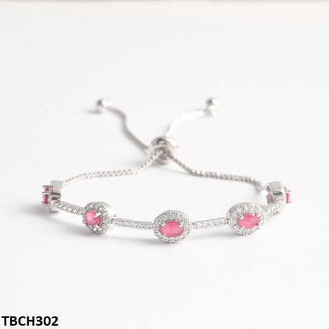 TBCH302 WKO Pink Oval Join Bracelet Adjustable - TBCH