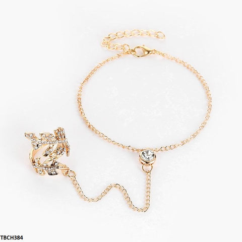 TBCH384 QWN Round Bracelet With Leaf Ring - TBCH