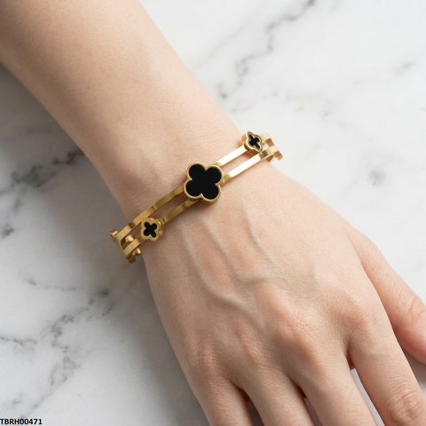 TBRH00471 MSJ Stainless Steel Round Clover Braclet- TBRH