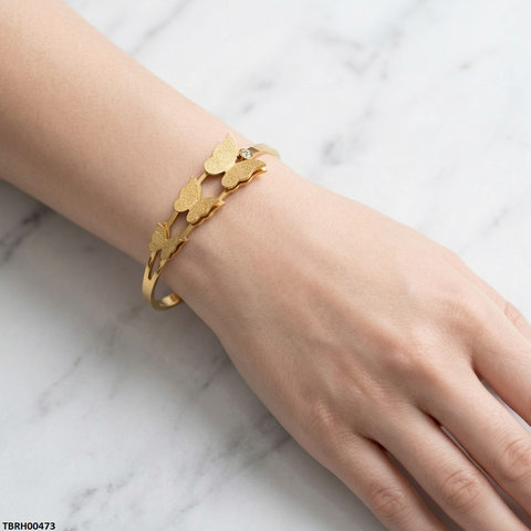 TBRH00473 MSJ Stainless Steel Three Butterflies Braclet - TBRH