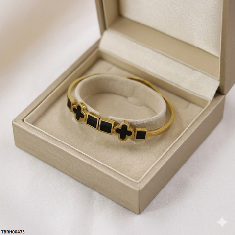 TBRH00475 MSJ Stainless Steel Square Clover Round Braclet - TBRH