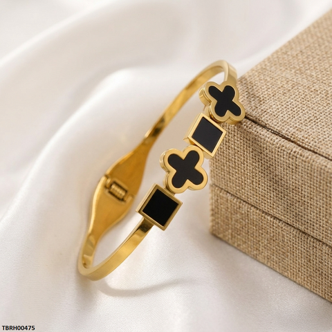 TBRH00475 MSJ Stainless Steel Square Clover Round Braclet - TBRH