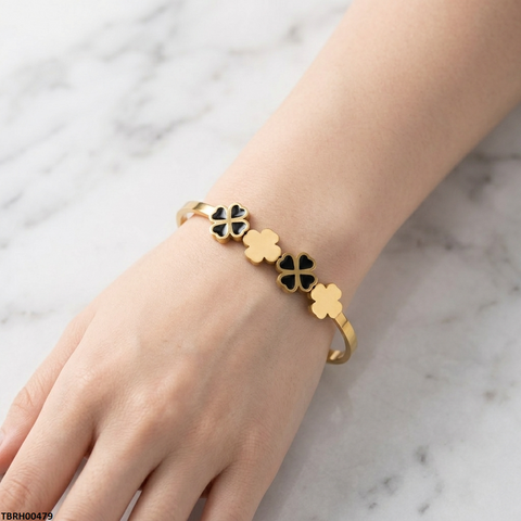 TBRH00479 MSJ Stainless Steel Double Flower Braclet - TBRH