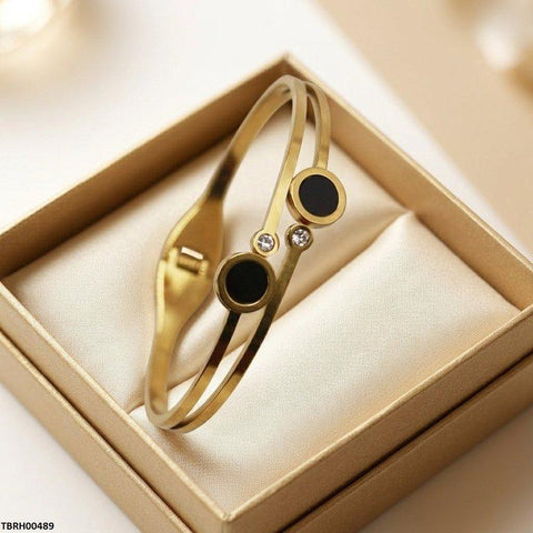 TBRH00489  MSJ Stainless Steel Double Round Stone Braclet - TBRH