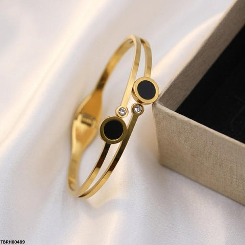 TBRH00489  MSJ Stainless Steel Double Round Stone Braclet - TBRH