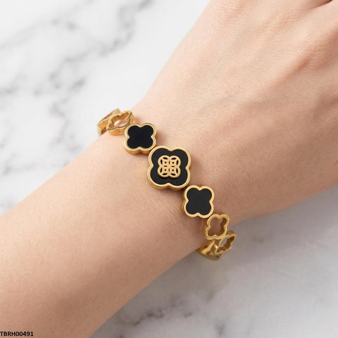 TBRH00491 MSJ Stainless Steel Three Flowers Bracelet - TBRH