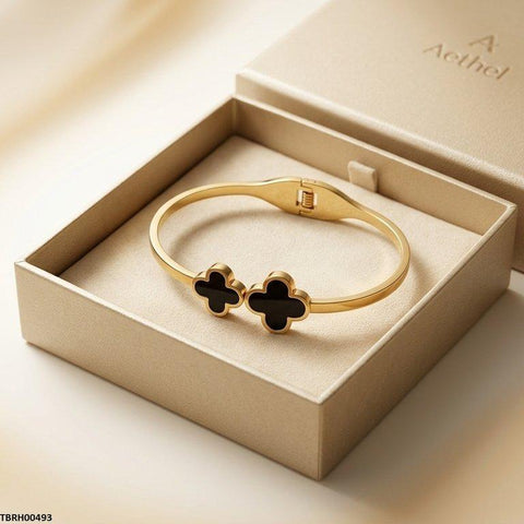 TBRH00493  MSJ Stainless Steel Double Clover Bracelet - TBRH