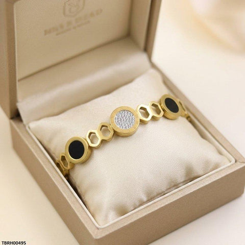 TBRH00495 MSJ Stainless Steel White/Black Stone Bracelet - TBRH