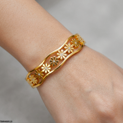TBRH00513 MSS Round Flower Stainless Steel Bracelet - TBRH