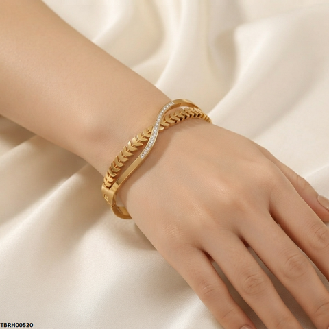 TBRH00520 MSS Round Leaf Stone Bracelet - TBRH
