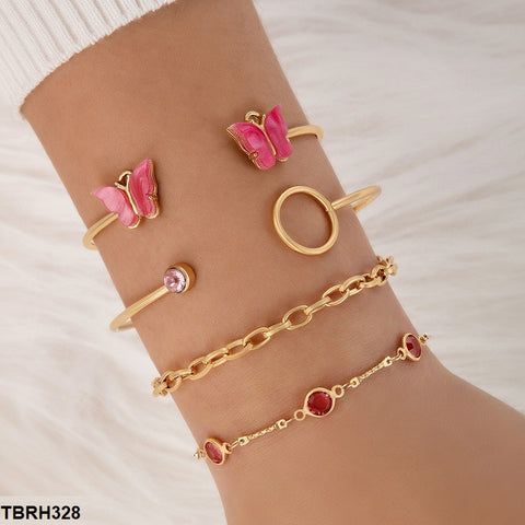 TBRH328 YYE Butterfly Curb Chain Bracelet Set - CBRH
