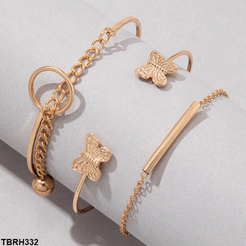 TBRH332 YYE Butterfly/Circle/Metal Rod Bracelet Set - CBRH