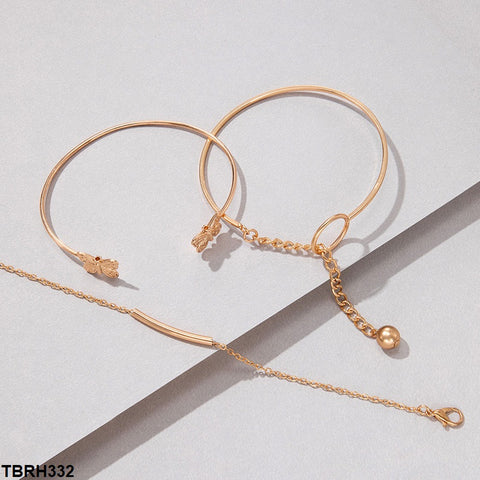 TBRH332 YYE Butterfly/Circle/Metal Rod Bracelet Set - CBRH