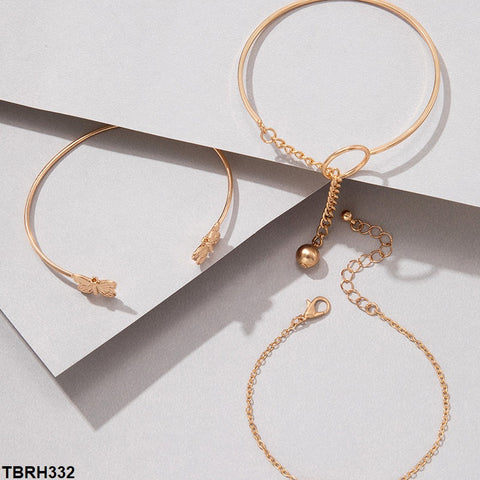 TBRH332 YYE Butterfly/Circle/Metal Rod Bracelet Set - CBRH