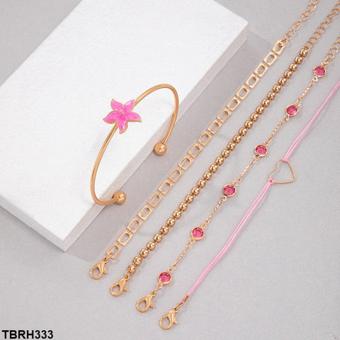 TBRH333 YYE Flower/Heart/ Circle Bracelet Set - CBRH