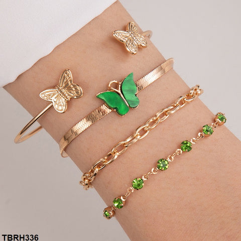 TBRH336 YYE Butterfly/Circle Bracelet Set - CBRH