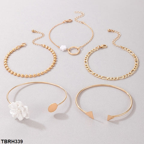 TBRH339 YYE Flower/Triangle/Beads Bracelet Set - CBRH