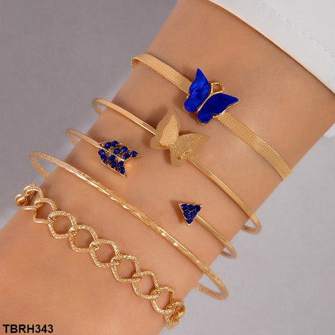 TBRH343 YYE Butterfly/Arrow Triangle Bracelet Set - CBRH